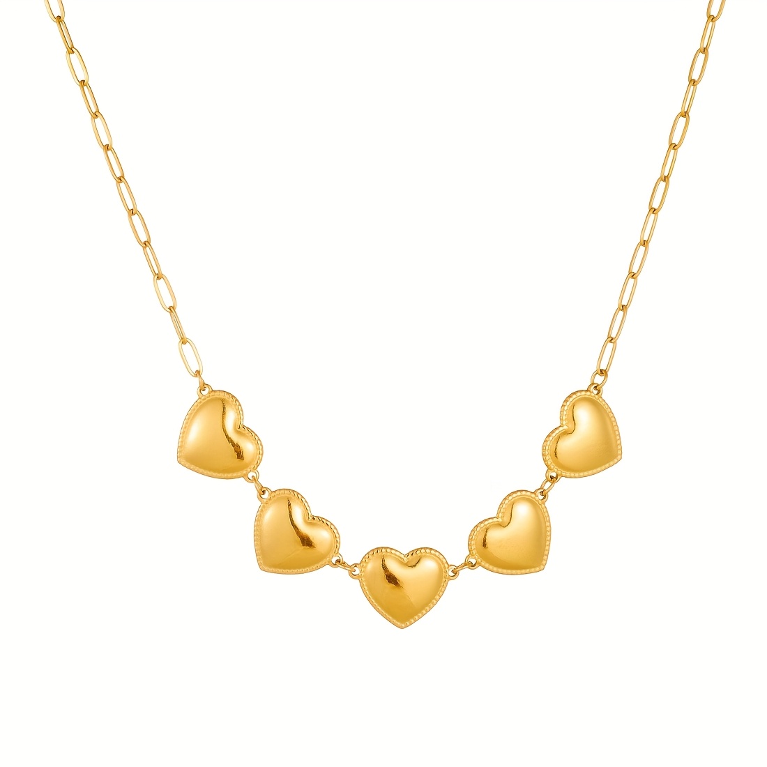 Women's Golden Retro Elegant Heart Pendant Necklace, All Seasons